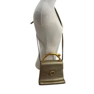 Vintage rare Marco Ricci gold Cat handle leather Crossbody bag